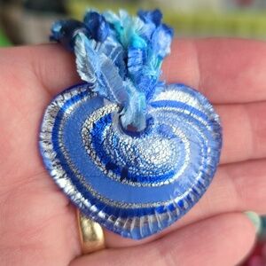 Blue glass Heart Necklace